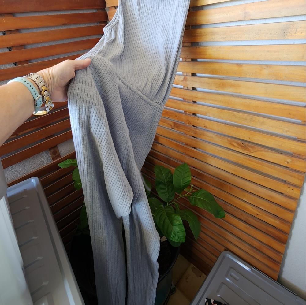 Sabo Skirt jumpsuit grey jersey knit sleeveless size 10 - Picture 6 of 10